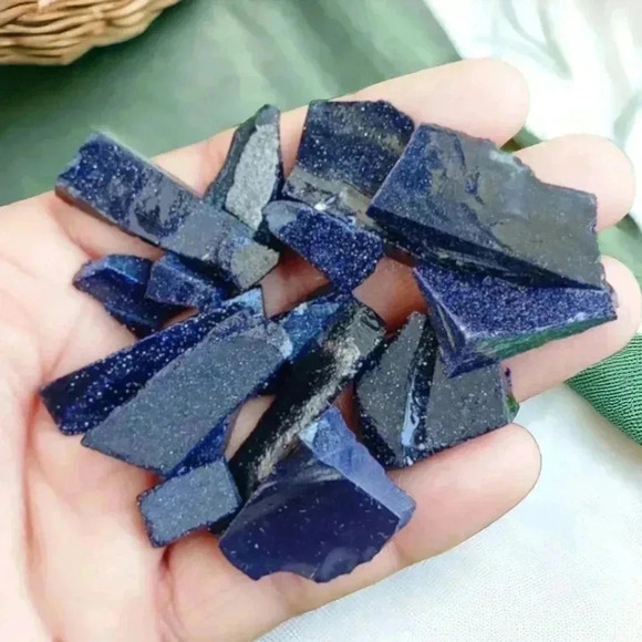 ποΈBlue Goldstone Aventurine Chips Handmade Boho Chic Stretch Bracelet β¨ - Picture 5 of 12